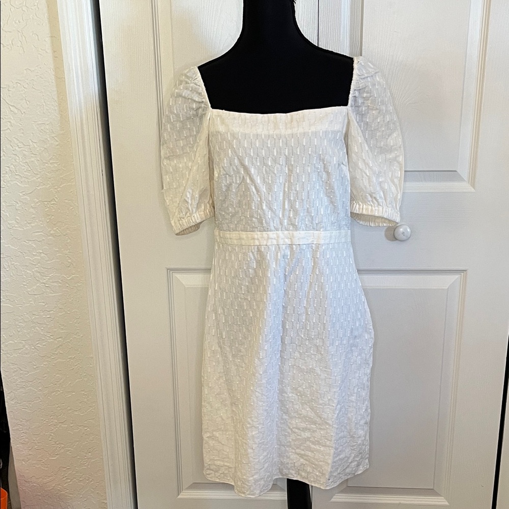 & Other Stories Ivory Puff Sleeve Eyelet Cotton Dress Size 8 Cottagecore